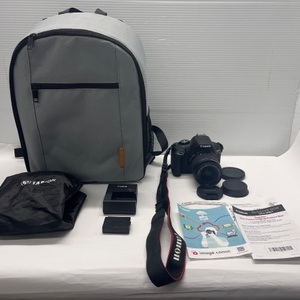 Canon EOS Rebel T7 DSLR Camera with 18-55mm Lens and Tarion Gray Camera Backpack