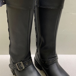 Women's XELEMENT Myna Tall Black Leather Moto Biker Boots w/ Skulls X93009 Sz 10