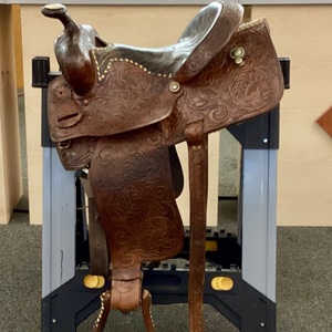 14" Martha Josey Longhorn Leather Barrell Horse Saddle