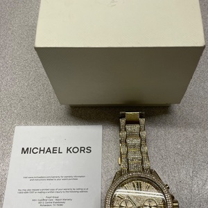 Michael Kors Wren Pavé Gold-Tone Wristwatch MK-6355 