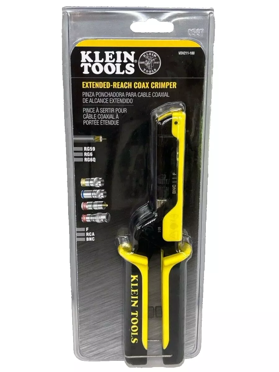 Klein Tools Crimper VDV211-100 Extended Reach Coax Compression Connector