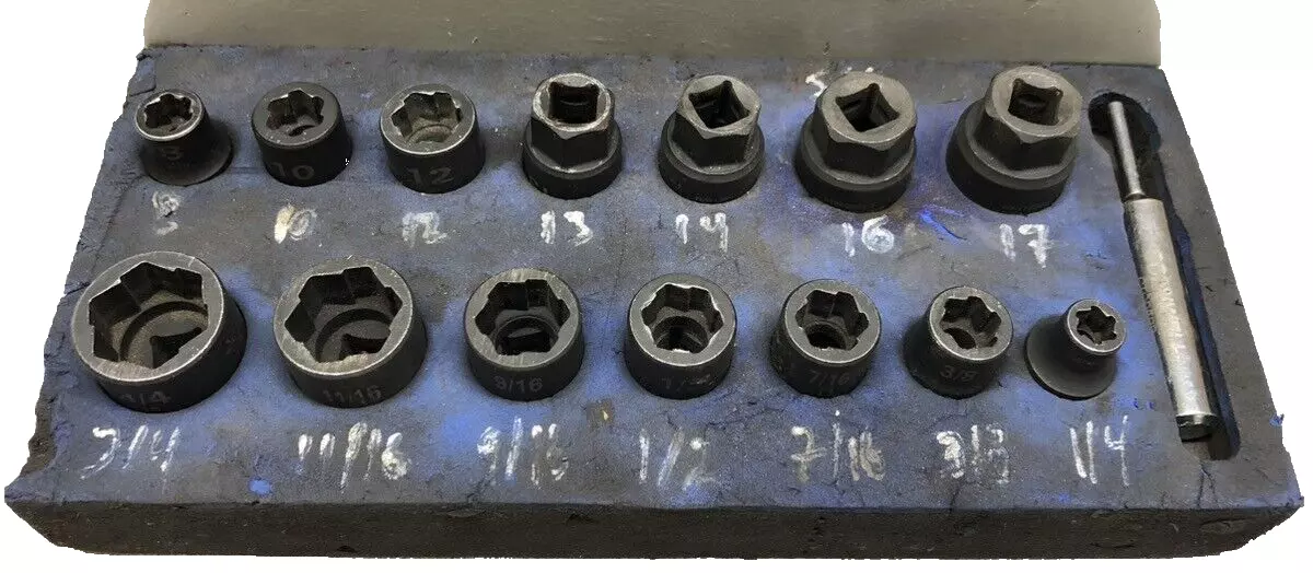 Cornwell CTGBE15ST 15 Piece 3/8" Drive Bolt Extractor Set with Holder