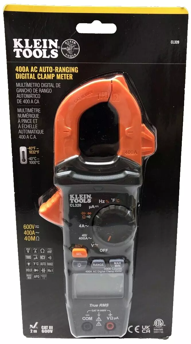 Klein 400 Amp HVAC Digital Clamp Meter AC Auto-Ranging Multi-Meter CL320