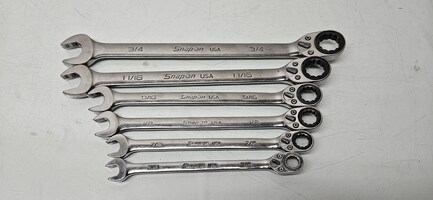 Snap-On Tools 6pc SAE Reversible Ratcheting Combo Wrench Set SOXRR12A/SOXRR24A