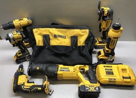 Dewalt 20v 6pc Tool Set w/5 Batteries, Charger & Case 