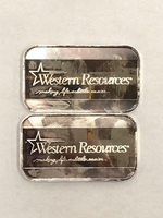 2-Vintage Silver Western Resources 1 oz Bar 0.999