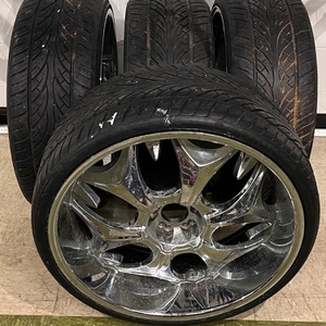24" Tires 5 Lug Dual Drilled Rims with Sunny Tires 255/30ZR24 Set of 4