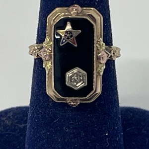  14kt Yellow Gold Ring Fashion 2.45DWT Black Onyx Ring Size-7.0