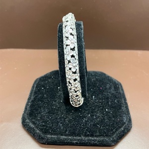  Sterling Silver Bangle Bracelet With Flower Designeds 