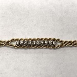  14kt Yellow Gold Bracelet Rope 6.10DWT With 10 4pts. 0.40ctw Diamond Round