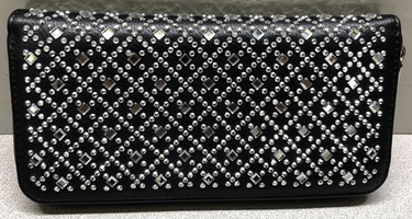 Black Jeweled Zip Around Wallet 