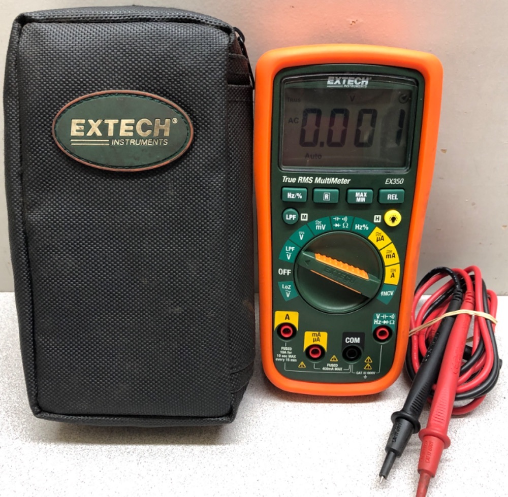Extech Digital Rms Multimeter EXTECH Digital Multimeter: CAT III 600V, TRMS, 600 V Max AC Volt ...