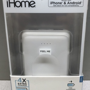 iHome Ultra-Compact Dual USB 10,000mAh Power Bank, White