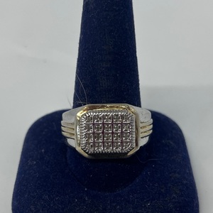  Mens .925 Silver Fashion Ring With Clear Stones Size 10.5