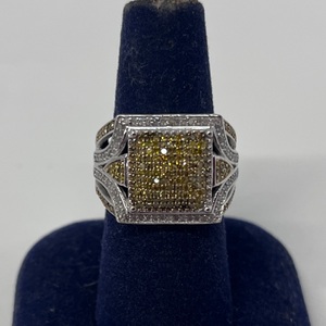 Silver Fashion Ring With Clear & Yellow Stones 4.94DWT .925