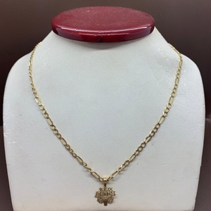  10kt Pendant "100% Aries" On A 10kt 22" Yellow Gold Figaro Chain 2.50DWT