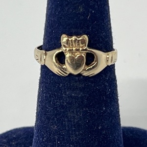  14kt Yellow Gold Fashion Heart Crown Ring Size 5