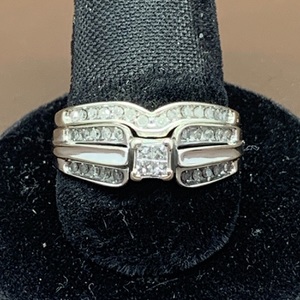  10kt White Gold Wedding Set 2.30 dwt Size 6.75 