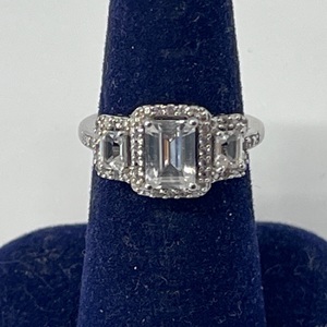 Silver Fashion Ring With Emerald Cut Stone 2.01DWT 