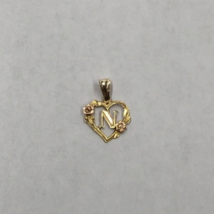  14kt Yellow Gold Heart With N Pendant 0.60DWT