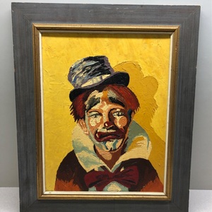 Rodeo Clown Vintage 1960's  Clown Painting 19"H x 15"W(Pic)/23.5"H x 19.5"W 