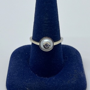  14kt Yellow Gold Lds Diamond Set in Pearl Fashion Ring Size-9