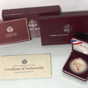 1988 S Olympics Proof Commemorative 90% Silver Dollar US Coin W/COA