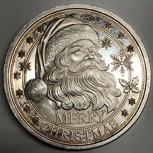 Merry Chrismas One Troy Ounce Coin .999 Fine Silver 