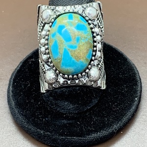  Silver And Turquoise Ring 10.0dwt Size 7