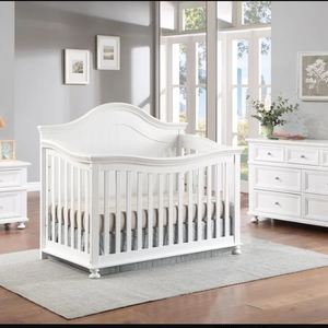 Carlie Convertible Crib Collection 3pc Crib, Night Stand & Dresser White