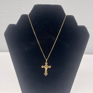  10k Yellow Gold 18" Necklace With 10k Cross Pendant 1.72DWT